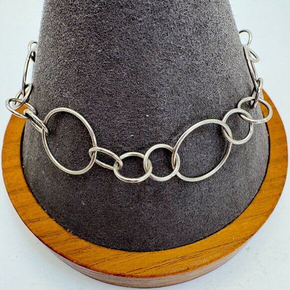 Jewelry - VTG Solid Sterling Silver 925 Round Link Chain Bracelet Size 7-8" Length